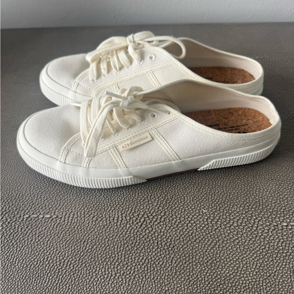 Superga Off-White Canvas Mule Sneakers
